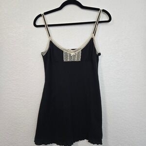 Vintage Y2K Old Navy S Black Cami Lace Trim Tank Top Babydoll